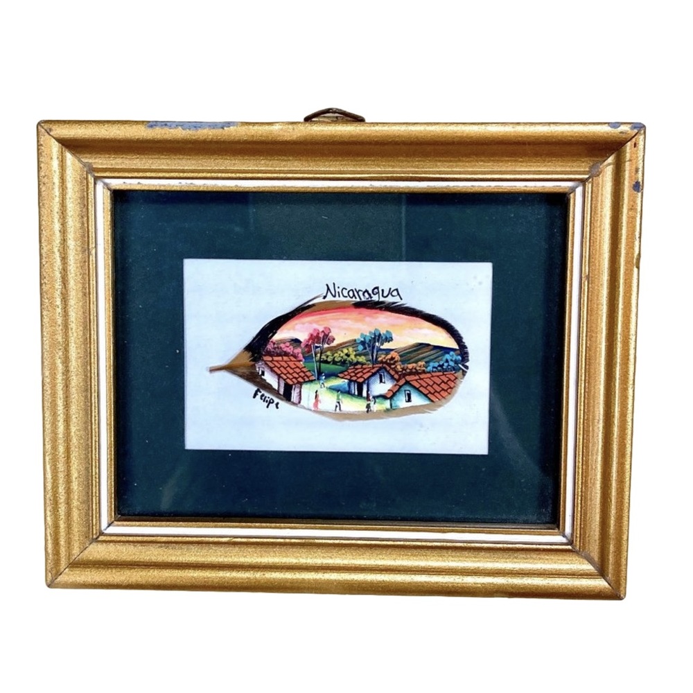 Nicaragua Hand Painted Feather Village by Felipe